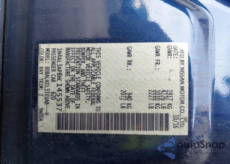 2017 Nissan Altima 2.5 Sr from USA, damaged, VIN 1N4AL3AP8HC145537